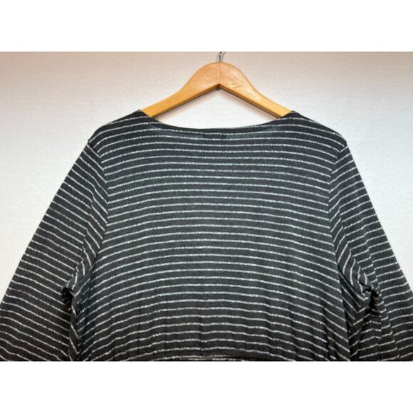 Torrid Womens Metallic Surplice Midi Dress Long Sleeve Size 2 Gray Silver Stripe - Picture 11 of 12